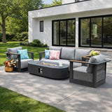 TALARA 5-Seater Aluminium Sofa Set with LYRIN Fire Pit Table