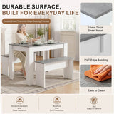 3 Piece Dining Table Set with Benches - Rectangular Kitchen Dining Set
