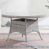 4 Seater Round Rattan Outdoor Dining Table - Garden Patio Dining Table