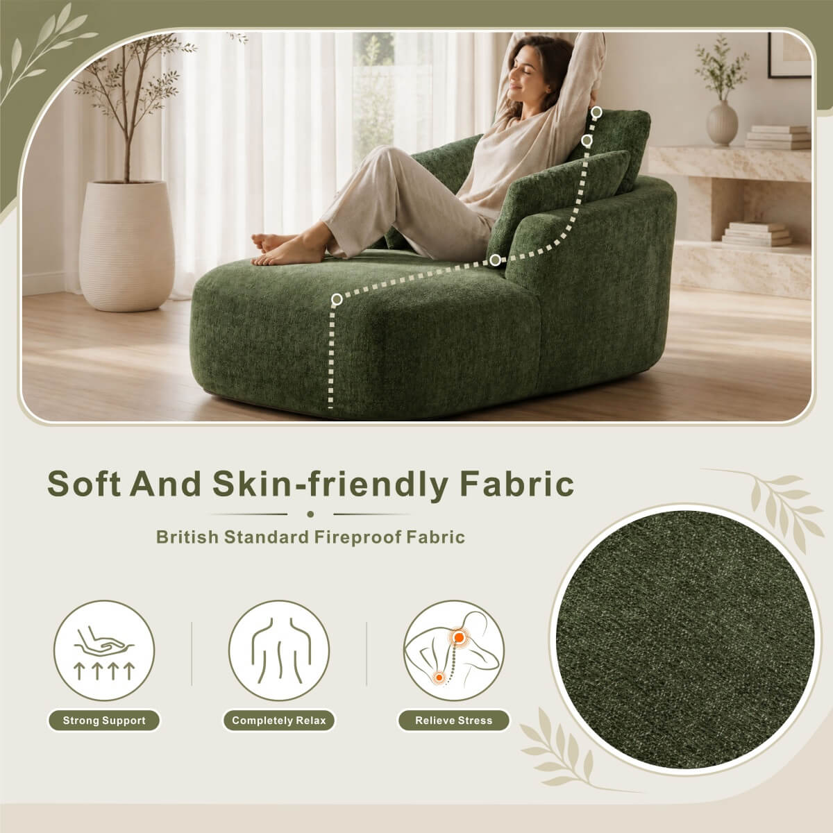 SOFTY Compressed Indoor Lounge Sofa Chair - Green