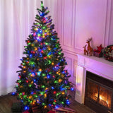 Artificial Christmas Tree with Colour LED Lights ¨C Realistic PVC Xmas Tree, Pre-Lit, 6ft & 7ft, Metal Stand
