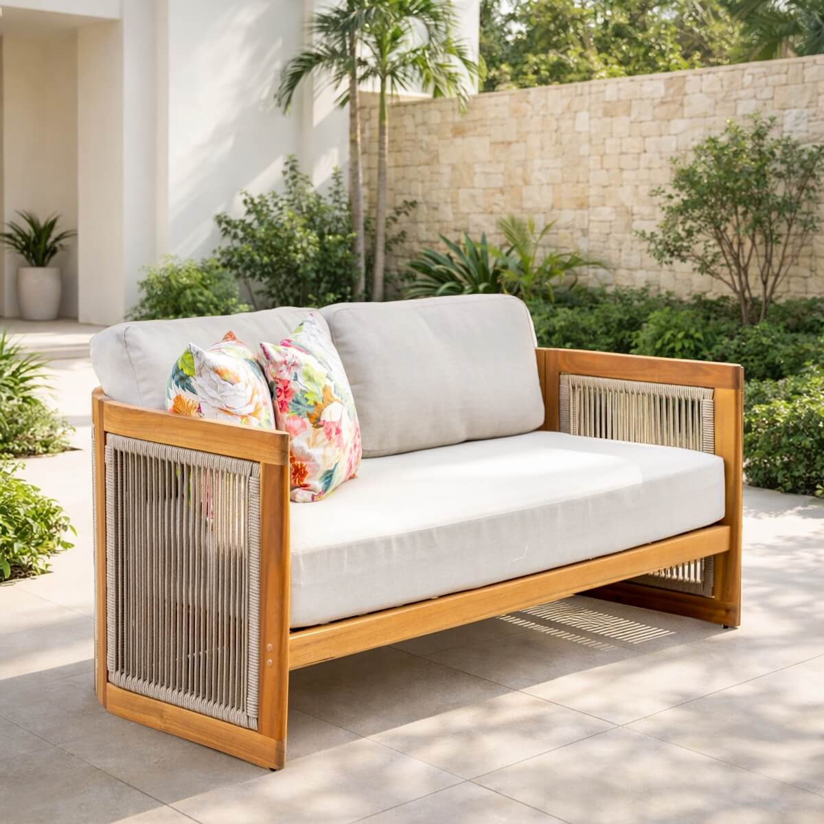 CAVEN Solid Wood Outdoor 2-Seater Sofa