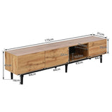 Modern TV Cabinet with LED Lights - Large Storage Media Console, Wood Grain Finish