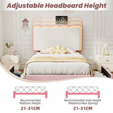 3ft Velvet Upholstered Bed with LED Wavy Headboard - Single Storage Bed with Drawers, Pink & Cream White