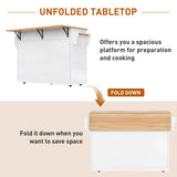 Kitchen Island Trolley with Drop Leaf - Rolling Serving Cart with Storage