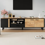180cm Modern TV Stand for Up to 75 Inch TVs - Oak & Black Media Console with Drawers & Cabinets, Industrial TV Unit