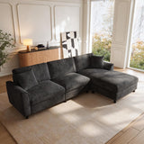 L-Shaped 3-Seater Sectional Sofa with Reversible Chaise - 90cm Extra-Wide Chaise Seat, Chenille Fabric, Grey