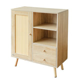 Solid Wood Storage Cupboard with 1 Door & 2 Drawers - Freestanding Cabinet