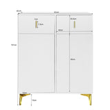 Modern Sideboard Cabinet and Shoe Storage Unit with Drawers - Adjustable Shelves, Decorative Panels and Gold Effect Accents