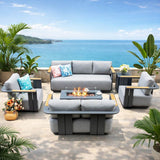 VAREL 5-Piece Sofa Set with ZENITH Fire Pit Table (Full Set)