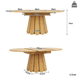 Extendable Dining Table – Round to Oval, Seats 6, 118–158cm, Natural Wood
