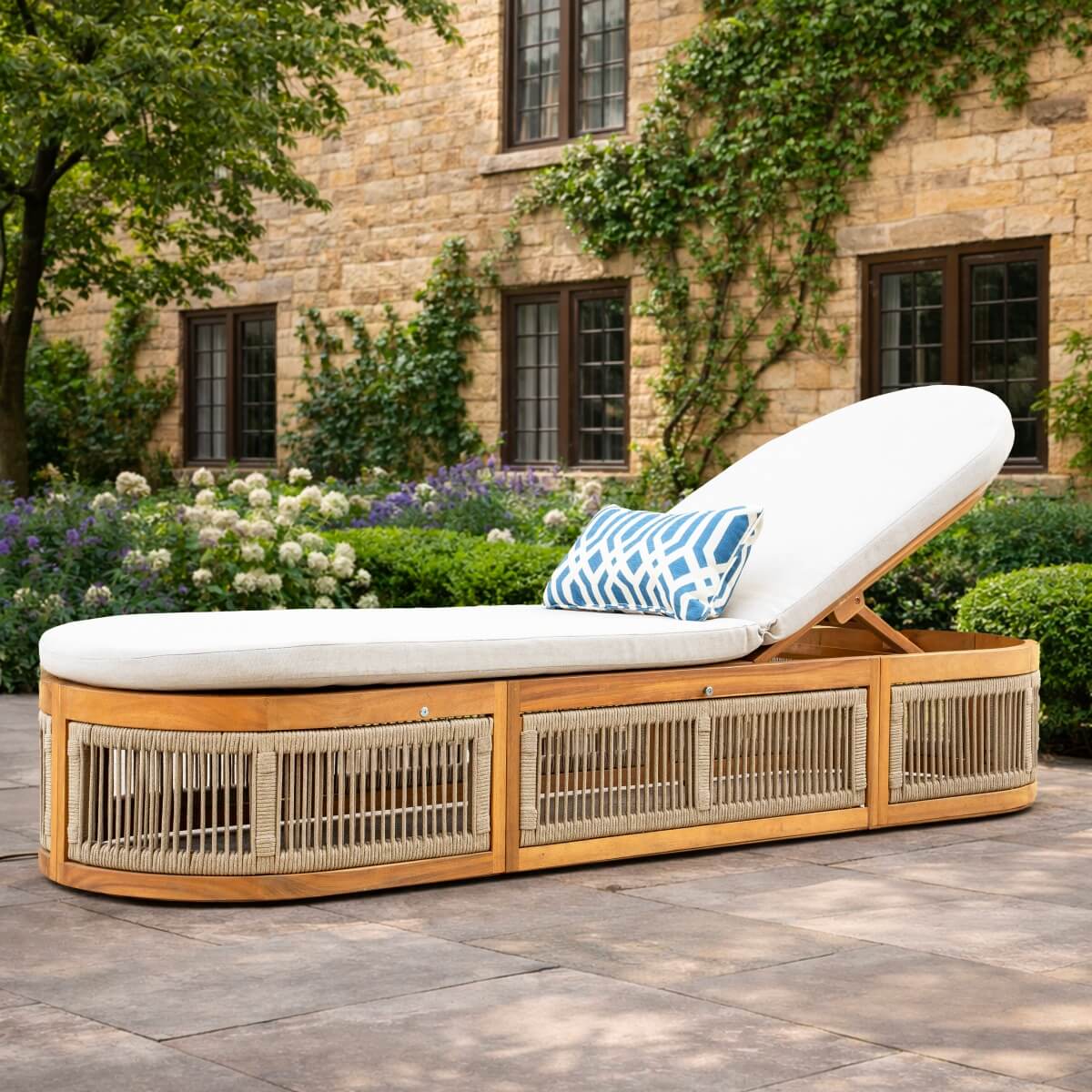 CAVEN Solid Wood Adjustable Sun Lounger