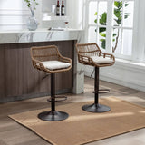 Set of 2 Swivel Bar Stools – Height Adjustable Bar Chairs with Cushions for Kitchen Island & Home Bar