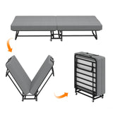 Folding Single Bed with Wheels - Portable Guest Bed with 6cm Memory Foam Mattress & Sturdy Metal Frame