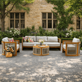 CAVEN 5-Seater Solid Wood Garden Sofa Set - 4-Piece Outdoor Sofa Set with Cushions