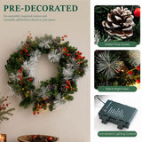 PVC & PE Christmas Garland with Red Berries & Pine Cones - Realistic Evergreen Foliage