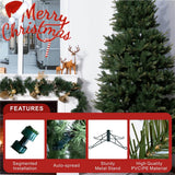 Realistic Full Green PE & PVC Artificial Christmas Tree - Lush Mixed-Foliage Xmas Tree for Festive Home Decoration, 6.5ft/7.5ft/8.5ft
