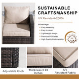 9 Seater Outdoor Rattan Fire Pit Sofa Set – Garden Lounge with Rectangular Fire Pit Table and Side Table with Built-In Storage