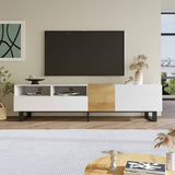 180cm TV Unit with Storage - Modern White & Wood Effect Media Cabinet