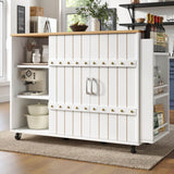 Kitchen Trolley with Worktop – Mobile Kitchen Cabinet with Storage & Sliding Doors