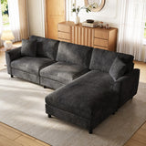L-Shaped 3-Seater Sectional Sofa with Reversible Chaise - 90cm Extra-Wide Chaise Seat, Chenille Fabric, Grey