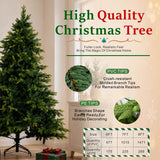 Realistic Full Green Artificial Christmas Tree - PVC & PE Mixed-Foliage Xmas Tree for Easy Setup, 6ft/7ft/8ft