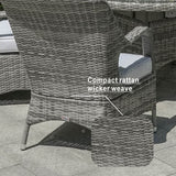 6 Seater Outdoor Rattan Dining Set - Round Table with Tempered Glass Top, Lazy Susan & Parasol Hole