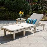 Wooden Garden Sun Lounger Set - Adjustable Backrest with Side Table