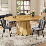 Extendable Dining Table – Round to Oval, Seats 6, 118–158cm, Natural Wood
