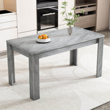 4-Seater Dining Table – Grey MDF Wood Rectangular Table for Kitchen, Dining Room or Café