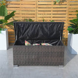 Small Outdoor Rattan Storage Box - Weather-Resistant Garden Storage Chest, Brown