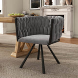Velvet Swivel Dining Chair - Upholstered Chair with 4 Metal Legs for Kitchen & Dining Room, Grey