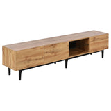 Modern TV Cabinet with LED Lights - Large Storage Media Console, Wood Grain Finish