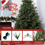 Lush Full Green Artificial Christmas Tree - Realistic Xmas Tree with Pre-Lit LED Lights for Festive Home Decoration, 6ft/7ft/8ft
