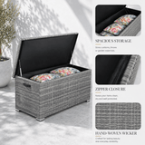Small Outdoor Rattan Storage Box - Weather-Resistant Garden Storage Chest, Grey