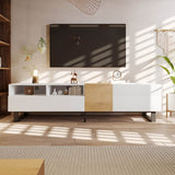 180cm TV Unit with Storage - Modern White & Wood Effect Media Cabinet