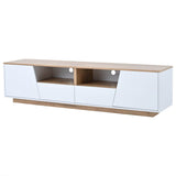 LED TV Stand for TVs up to 65" - Modern TV Unit with Drawers, Storage Cabinets & Cable Management, White & Oak