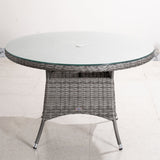4 Seater Round Rattan Outdoor Dining Table - Garden Patio Dining Table