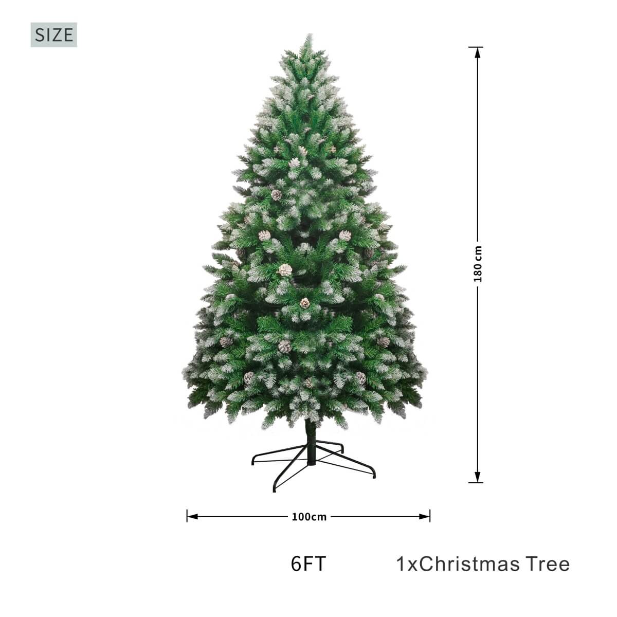 Snow-Flocked Artificial Christmas Tree with Pine Cones - Realistic Green Xmas Tree for Indoor Home Decoration