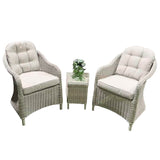 Outdoor Rattan Bistro Set - 2-Seater Sofa with Coffee Table, Grey