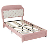3ft Single Velvet Bed Frame - Cookie Shaped Headboard with Storage Drawer