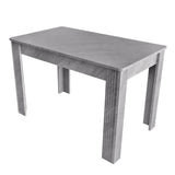 4-Seater Dining Table – Grey MDF Wood Rectangular Table for Kitchen, Dining Room or Café