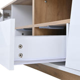 LED TV Stand for TVs up to 65" - Modern TV Unit with Drawers, Storage Cabinets & Cable Management, White & Oak
