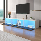 High-Gloss TV Cabinet – White & Black, LED Colour-Changing Lights