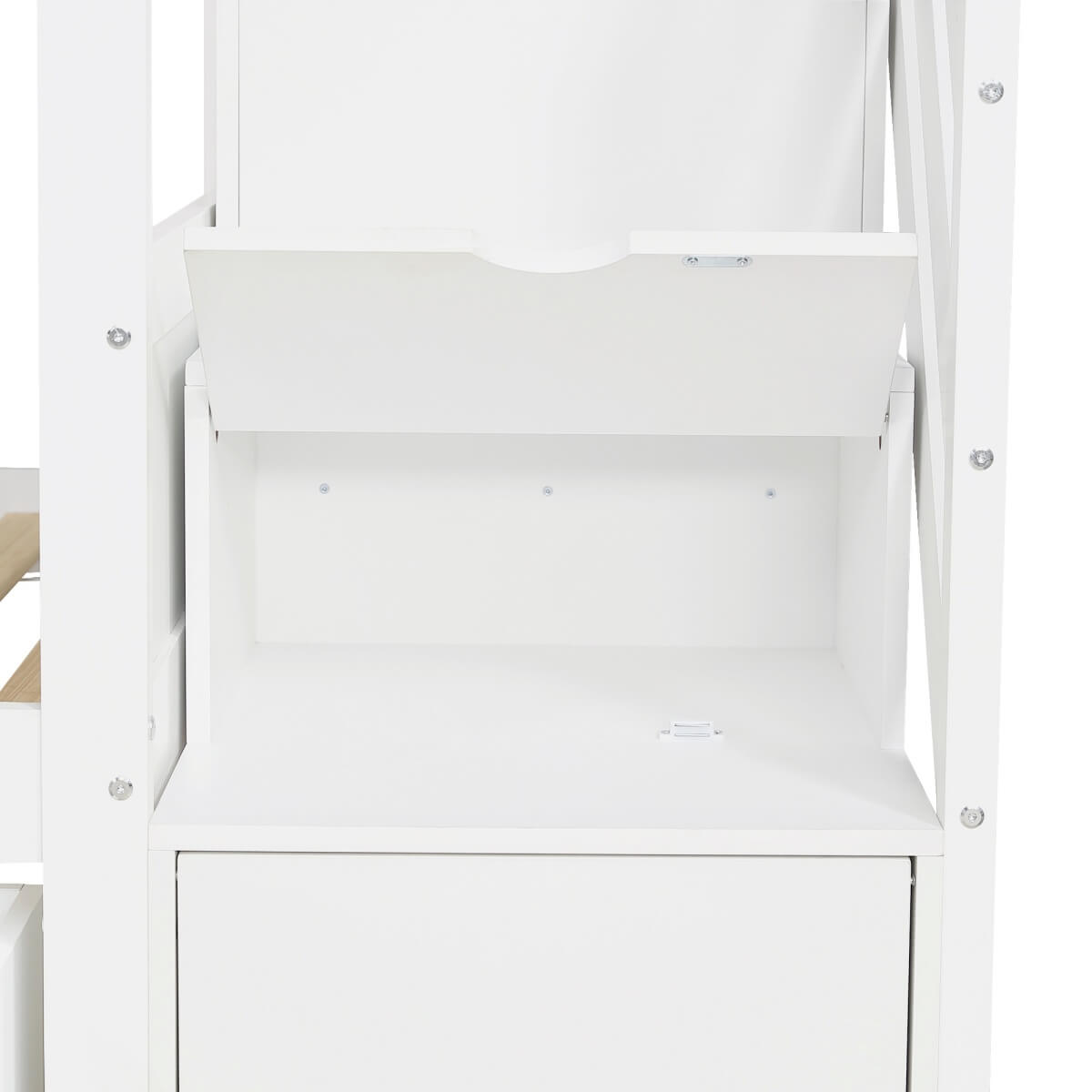 3ft Single Loft Bed with Storage - Solid Wood Cabin Bed with Stairs, Drawers & Shelves, White