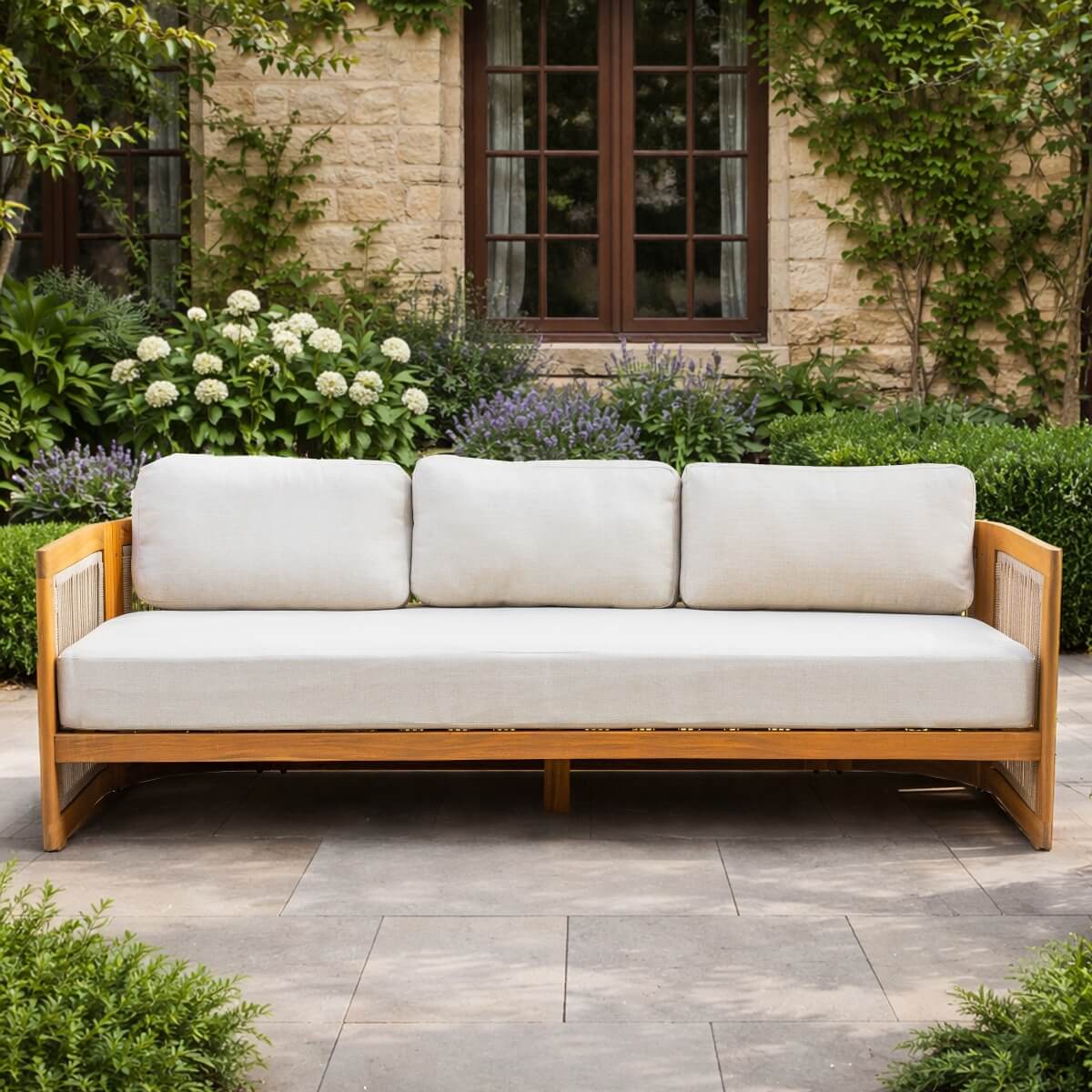 CAVEN Solid Wood Outdoor 3-Seater Sofa