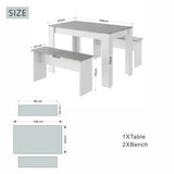 3 Piece Dining Table Set with Benches - Rectangular Kitchen Dining Set