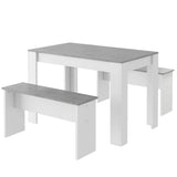 3 Piece Dining Table Set with Benches - Rectangular Kitchen Dining Set
