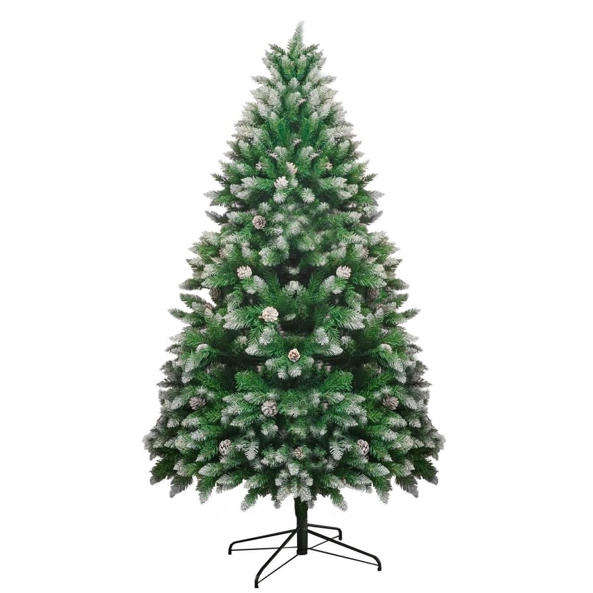 Snow-Flocked Artificial Christmas Tree with Pine Cones - Realistic Green Xmas Tree for Indoor Home Decoration