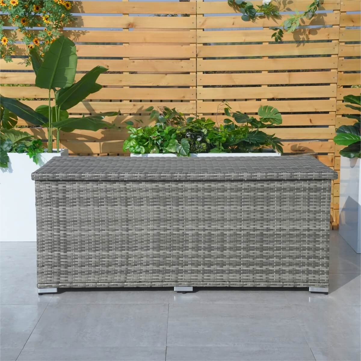 Rattan Garden Storage Box - Medium Outdoor Patio Storage Chest